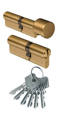 Komplet dwóch wkładek w systemie jednego klucza - mosiądz